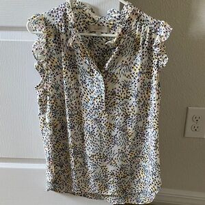 Loft ruffle sleeve floral print blouse M